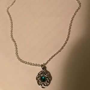 Sterling Silver and Emerald Trinity Knot Necklace